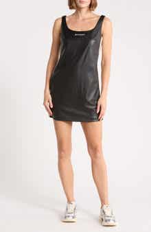Logo Faux Leather Minidress
