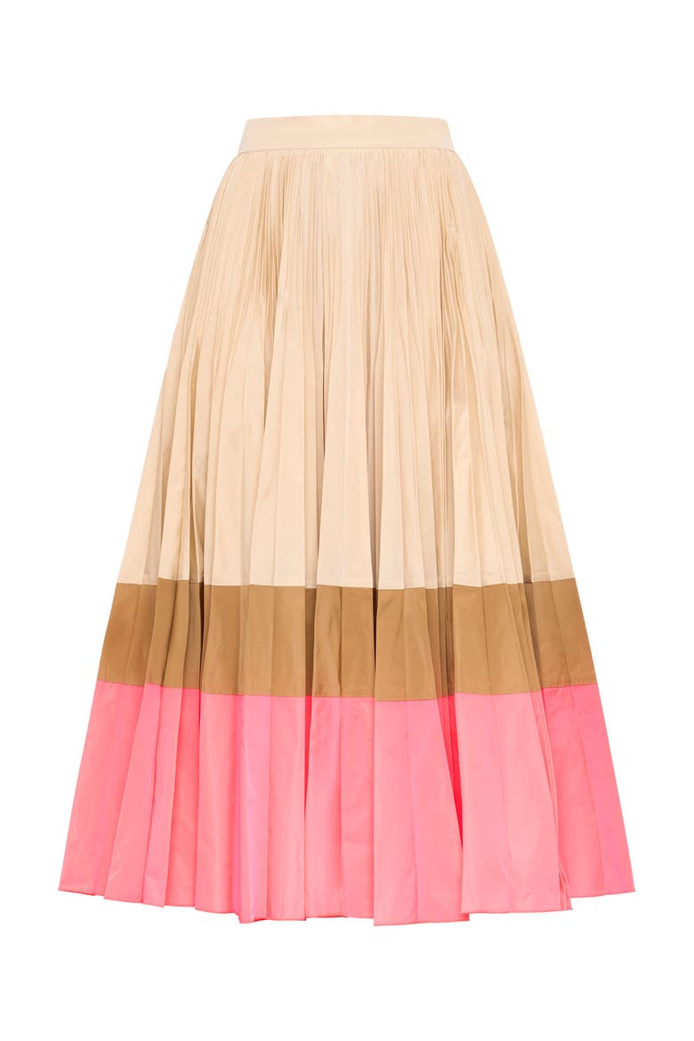 Taffeta Plissee Skirt, Main, color, Sand / Tobacco / Pink