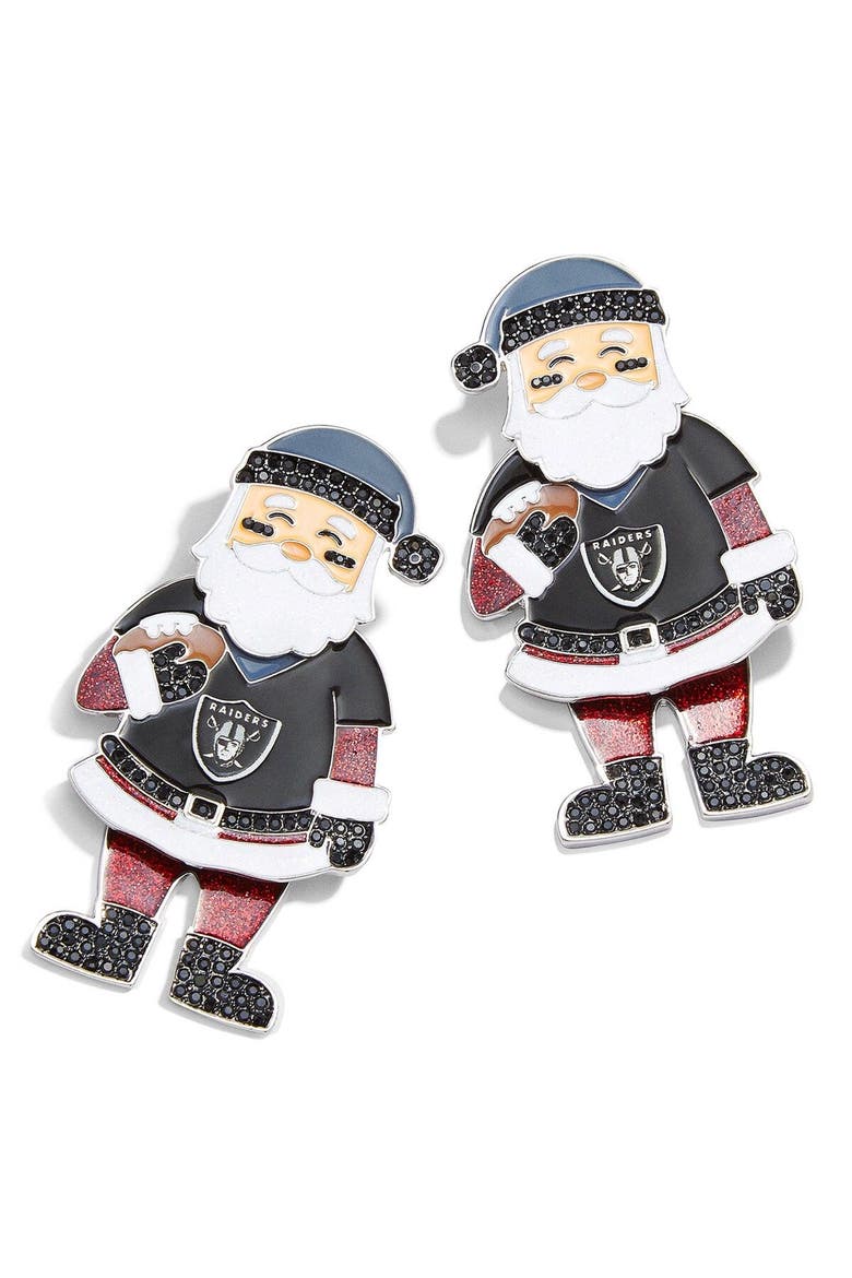 Women's BaubleBar Las Vegas Raiders Santa Claus Earrings, Main, color, Black