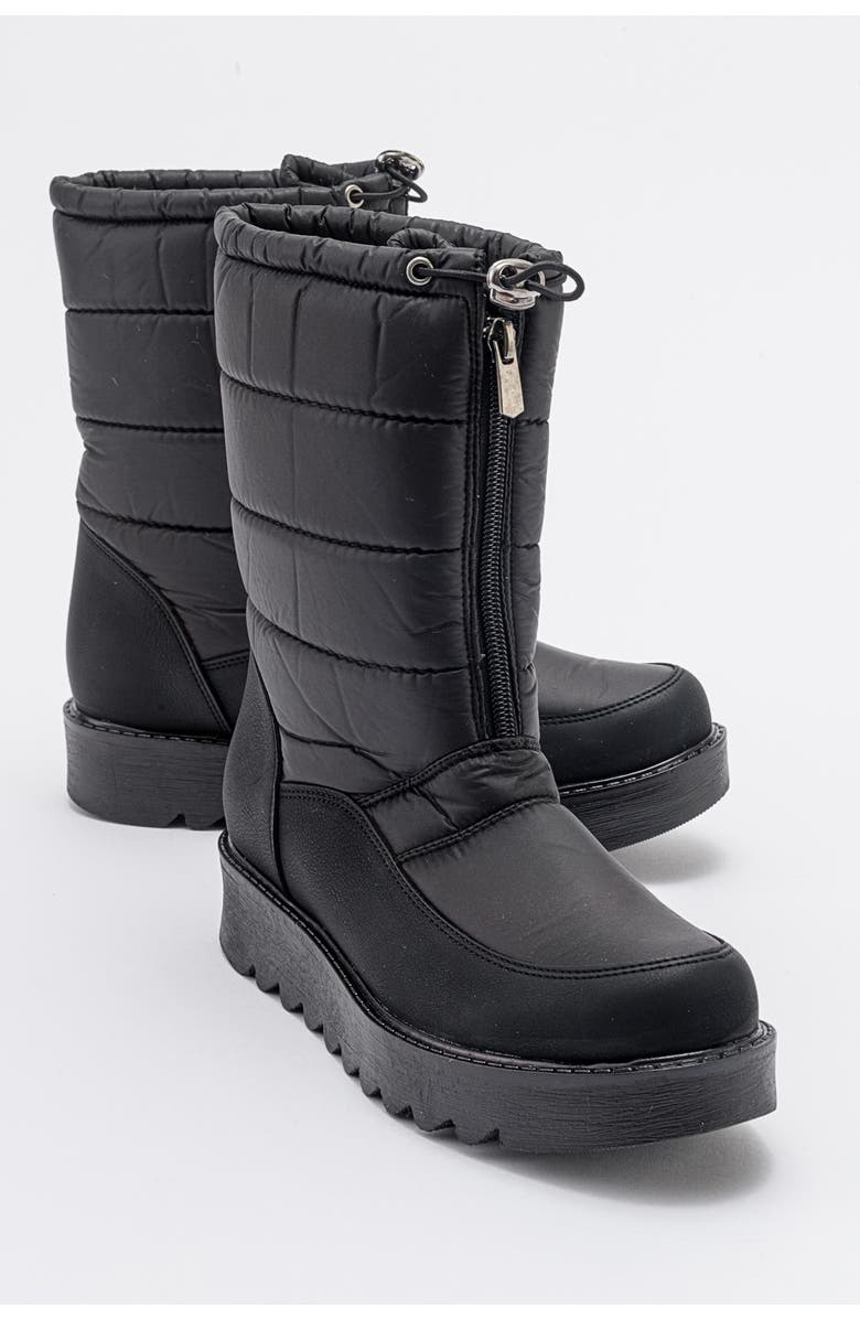 Prologue Shoes Vay Zip Snow Boot, Main, color, Black Faux Leather
