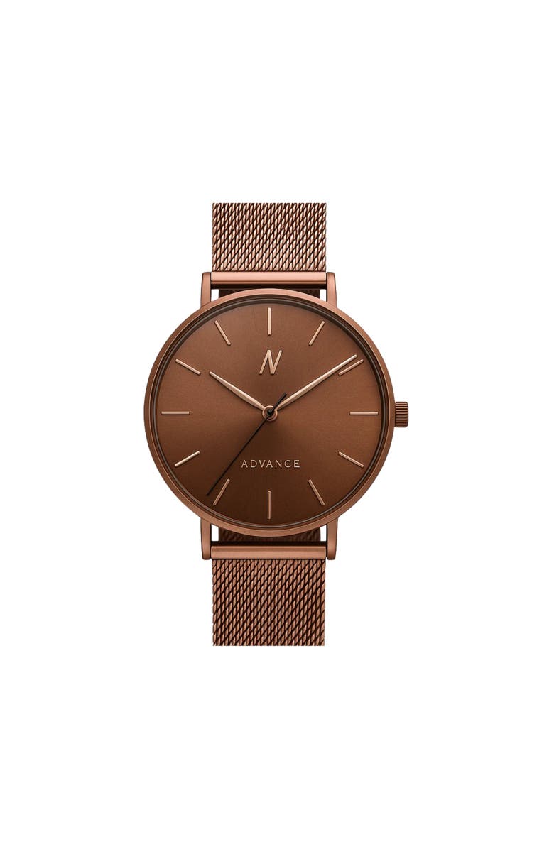 NCMPRBL Advance Cocoa Quartz Watch, 36MM, Main, color, Mocha Brown/Muted Rose Gold