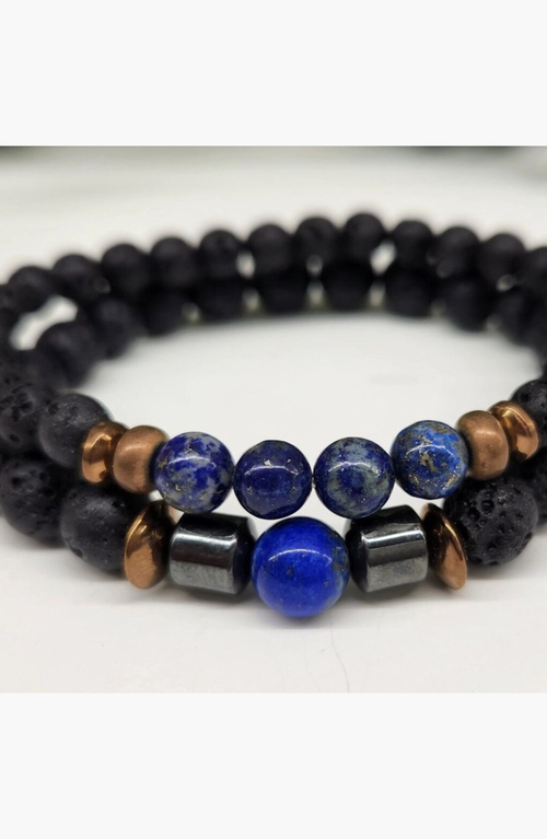 Humanist Beauty Crystal Lava Beaded Bracelet Set
