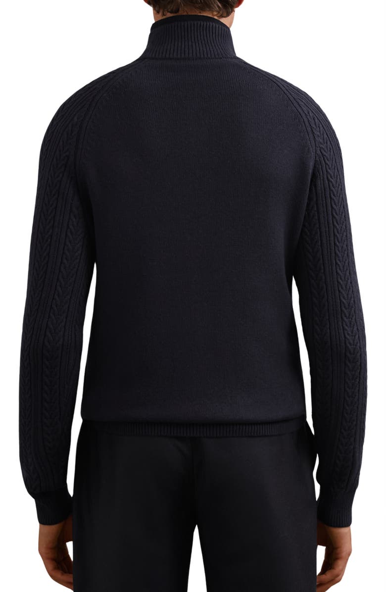 Reiss Loxley Cable Quarter Zip Sweater, Alternate, color, Navy
