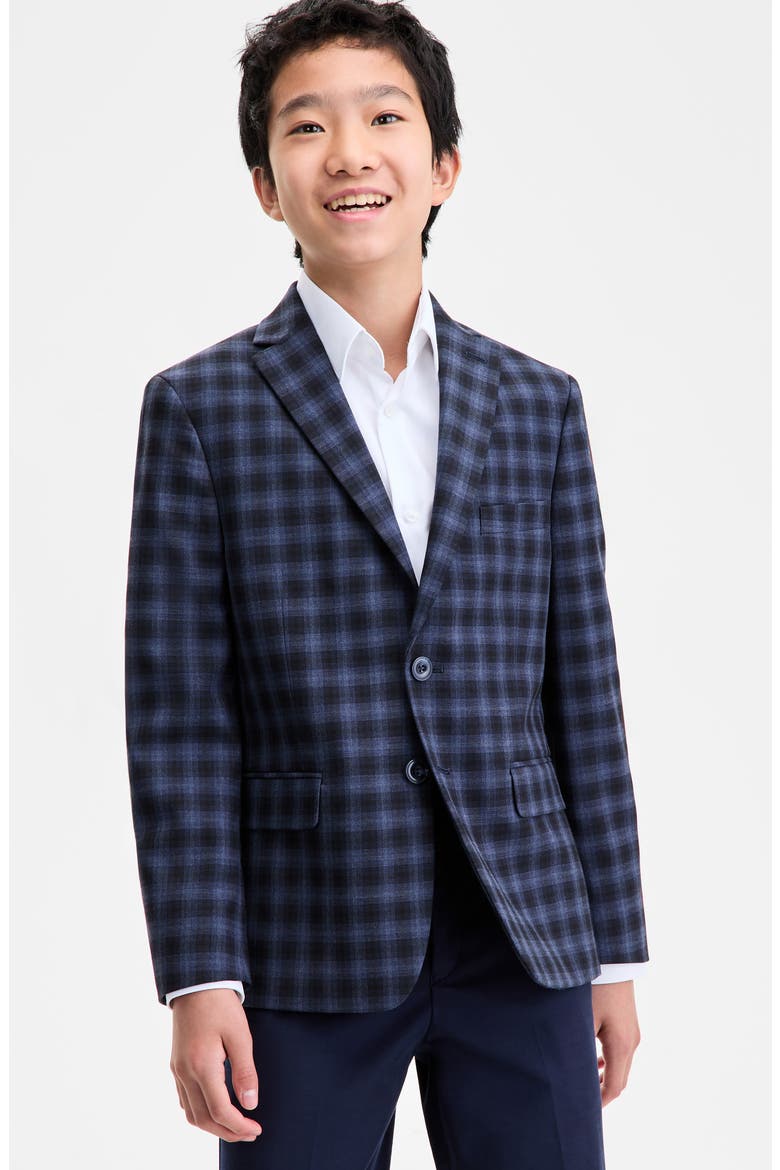 Kids' Plaid Blazer, Main, color, NAVY/ BLACK