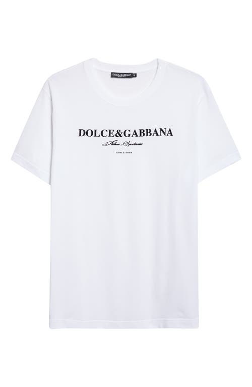 Dolce & Gabbana White Crewneck T-shirt With Logo Lettering Print On The Front In White