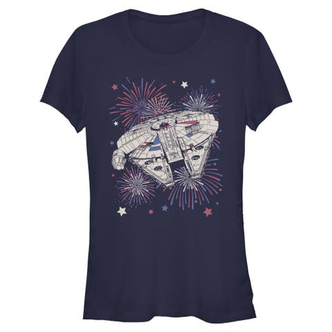 Junior's Festive Fireworks Falcon Short Sleeve Graphic T-Shirt