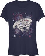 Star Wars Junior's Festive Fireworks Falcon Short Sleeve Graphic T-Shirt