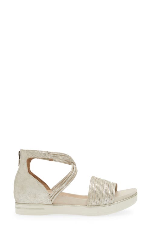Eileen Fisher Shea Metallic Crisscross Comfort Sandals In Platinum