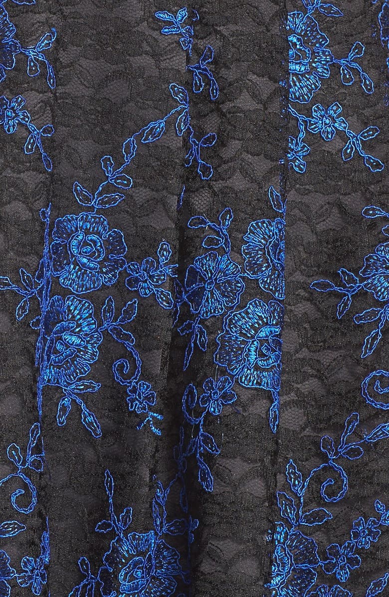 Eliza J Belted Embroidered Lace Fit & Flare Dress, Alternate, color, 