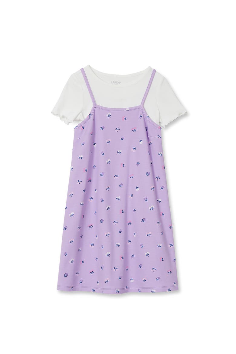 Girls Slip Dress With Ribbed Knit Tee Set, Main, color, Ditsy Rose/English Lavender