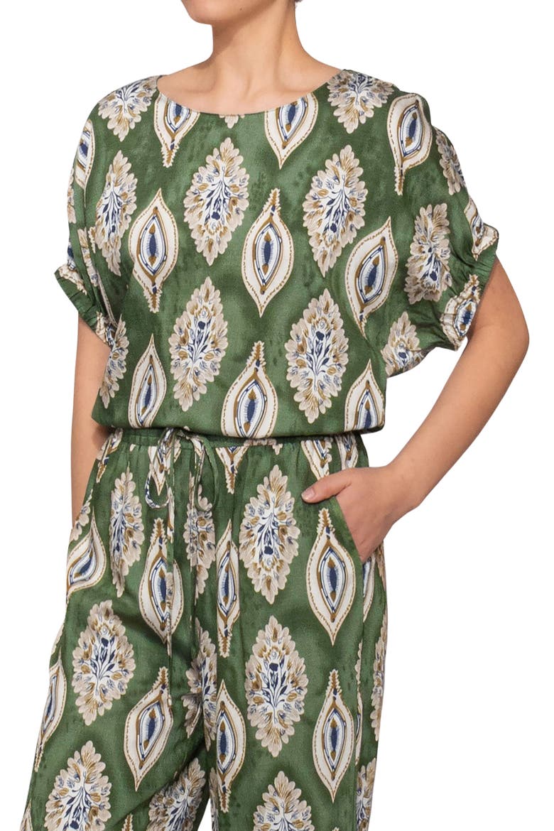 Floral Print Short Sleeve Top, Alternate, color, PEA GREEN MULTI