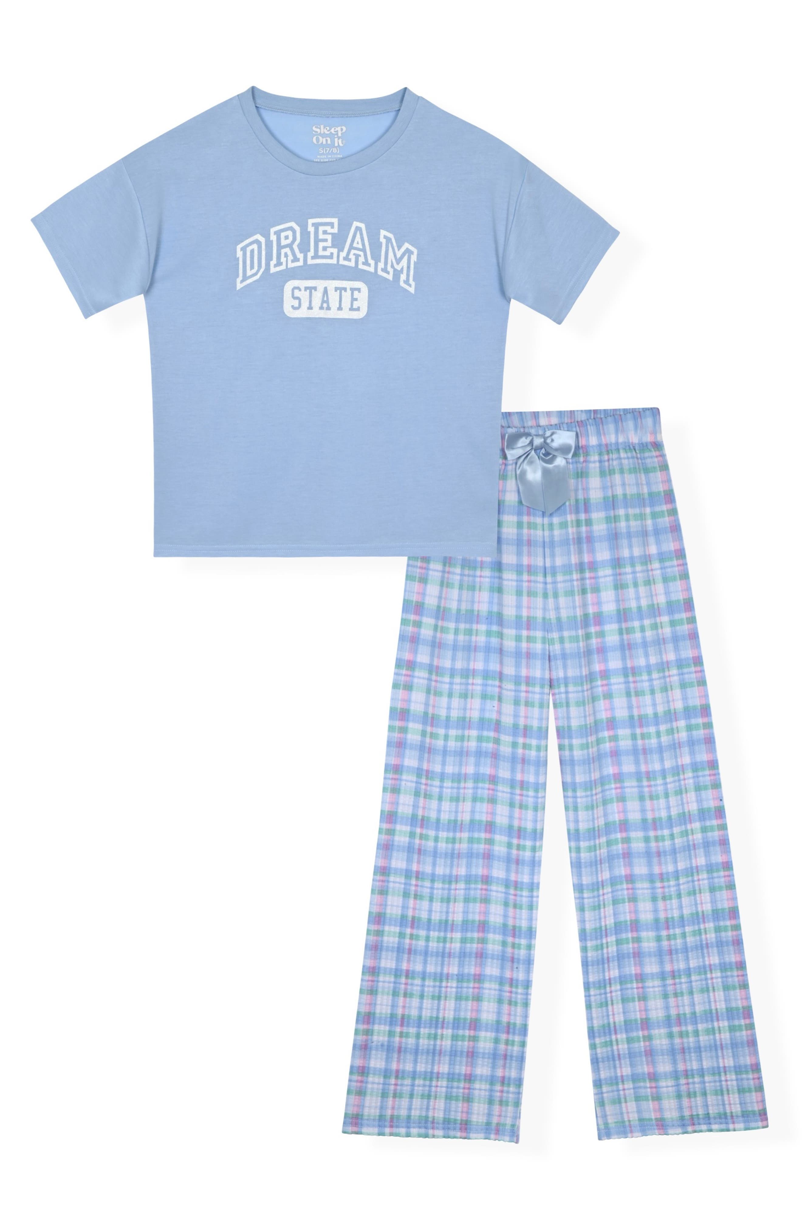 SLEEP ON IT Kids Dream Graphic T-Shirt & Plaid Pajama Pants Set
