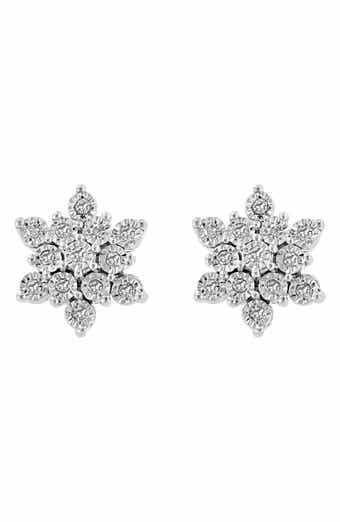 EFFY Floral Sterling Silver Diamond Stud Earrings - 0.13 ctw.