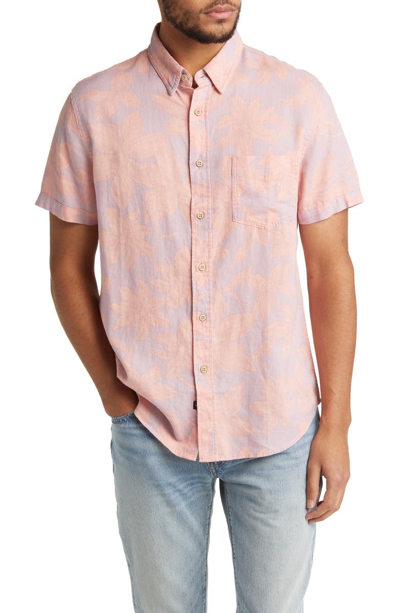 Rails Carson Floral Short Sleeve Linen Blend Button-Up Shirt, Main, color, 