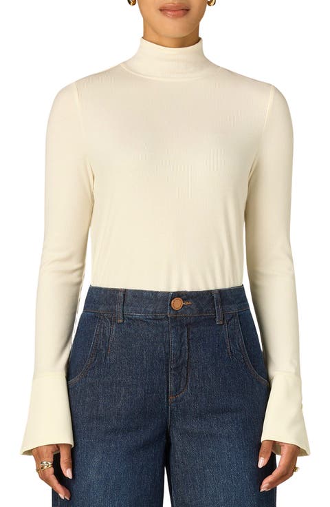 Mock Neck French Cuff Rib Sweater