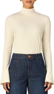 Wit & Wisdom Mock Neck French Cuff Rib Sweater