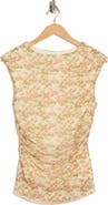 Vigoss Floral Ruched Mesh Top
