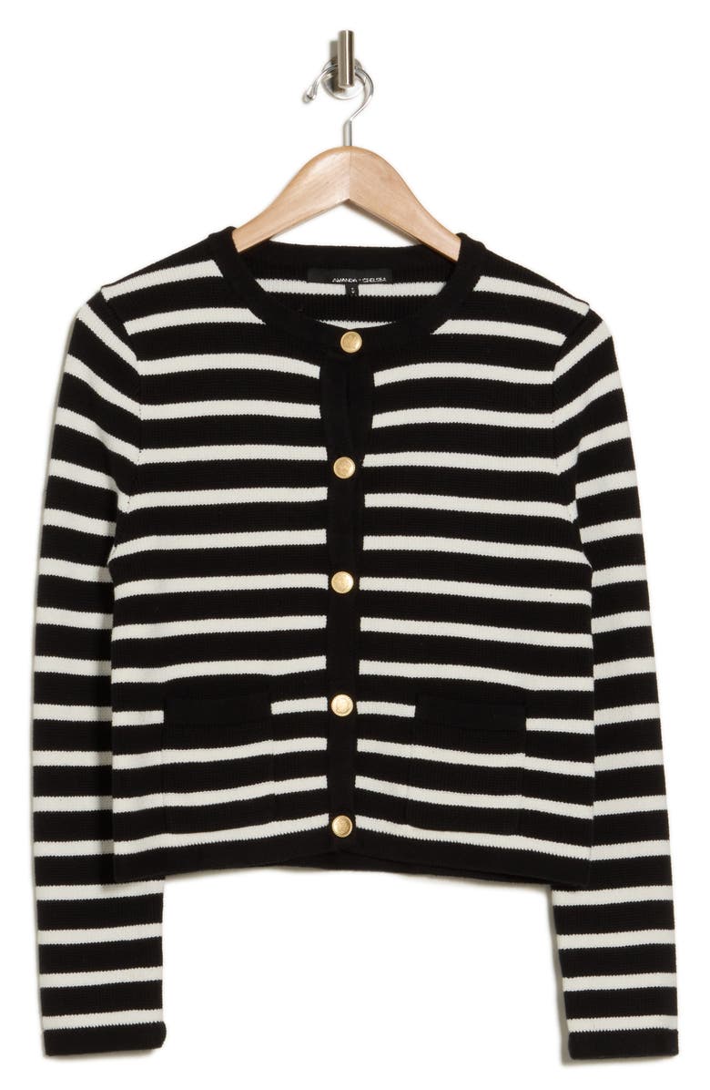 Amanda & Chelsea Stripe Crop Jacket, Alternate, color, 