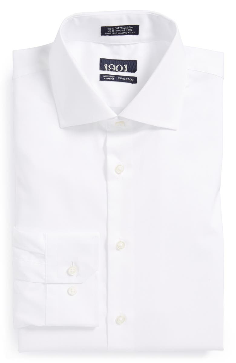1901 Trim Fit Non-Iron Dress Shirt, Main, color, 