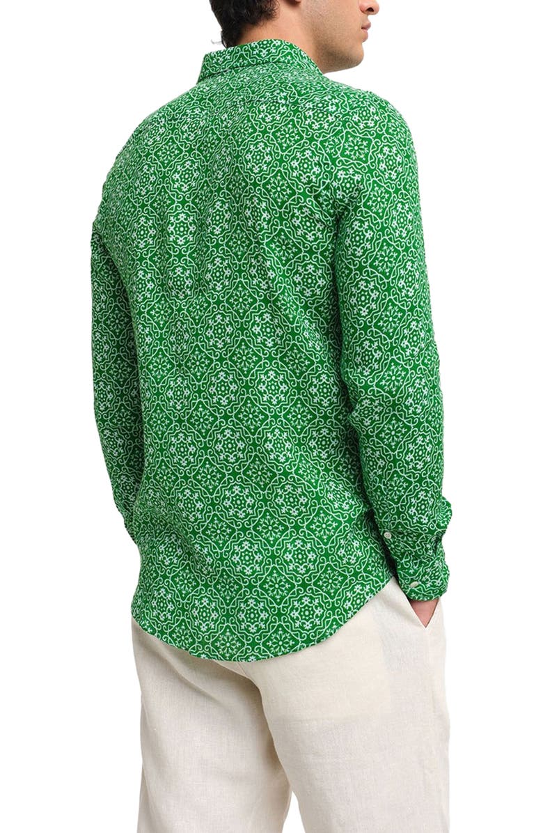 Peninsula Swimwear Filicudi Linen Shirt, Alternate, color, Green Multicolor