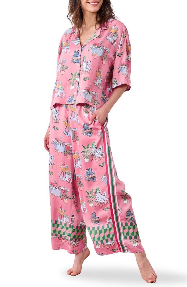 Printfresh Cosmic Satin Pajamas, Main, color, Pink Polish