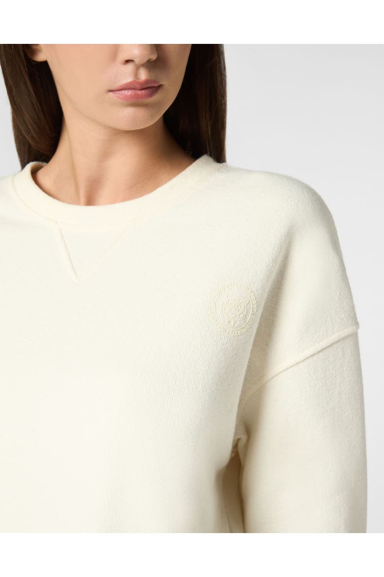 Boxy Fit Sweatshirt Round Neck Ls Women, Alternate, color, white