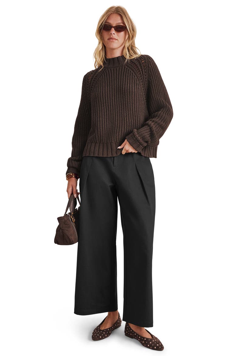 Cassidy Shaker Knit Crewneck Sweater, Alternate, color, JAVA BROWN