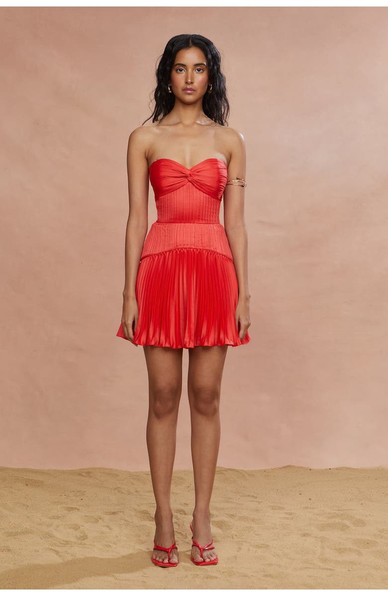 AMUR Catrina Mini Pleated Dress, Main, color, Red Rock
