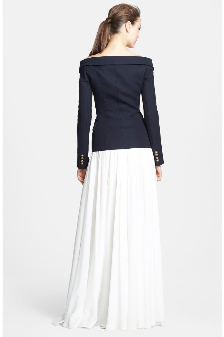 'Serge' Off Shoulder Wool Jacket, Alternate, color, NAVY