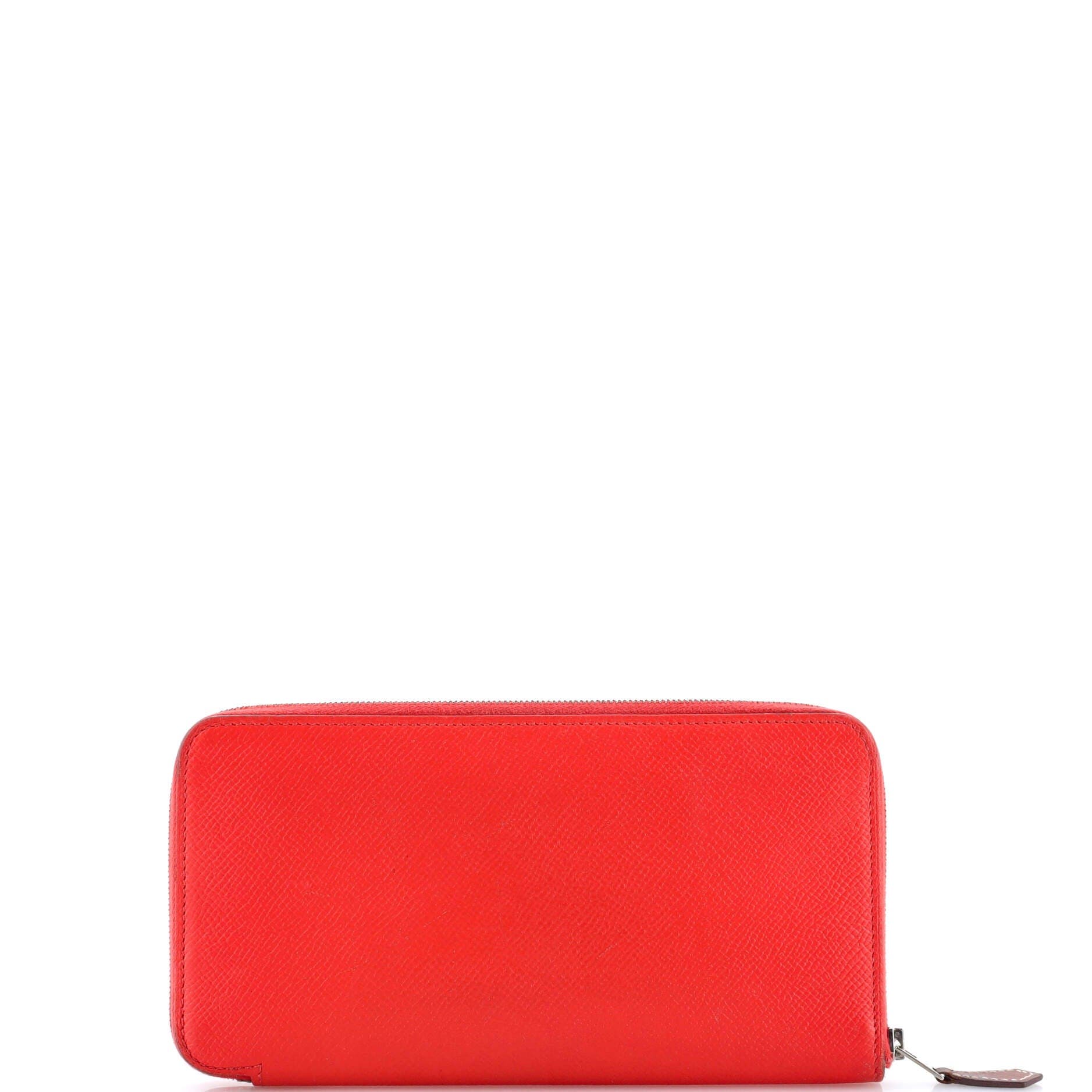 Pre-Owned Hermes Azap Zip Around Wallet Silk'in Epsom Long, Alternate, color, Rouge Pivoine
