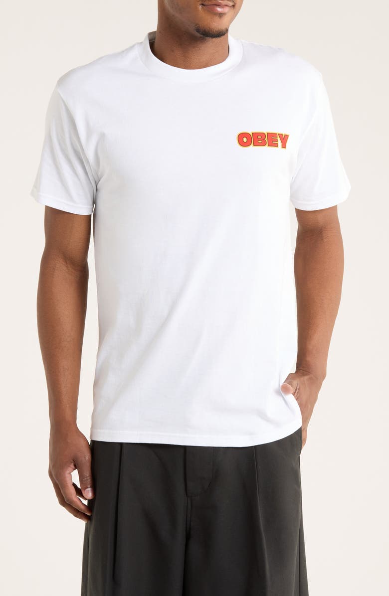 Obey Star Graphic T-Shirt, Main, color, White