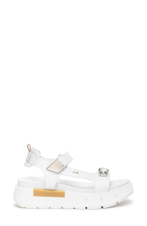 Nerogiardini Ankle Strap Platform Sandal In White