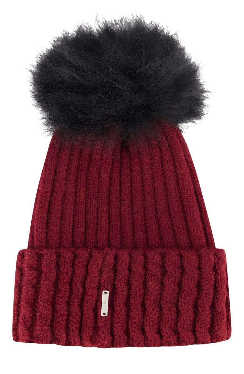 GORSKI Knit Hat With Pompom, Main, color, Red/Black
