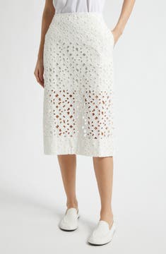 Nokkeluus Keidas Semi Sheer Broderie Anglaise Midi Skirt