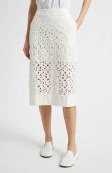 Nokkeluus Keidas Semi Sheer Broderie Anglaise Midi Skirt