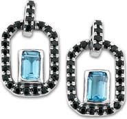 SAMUEL B. Blue Topaz & Black Spinel Drop Earrings