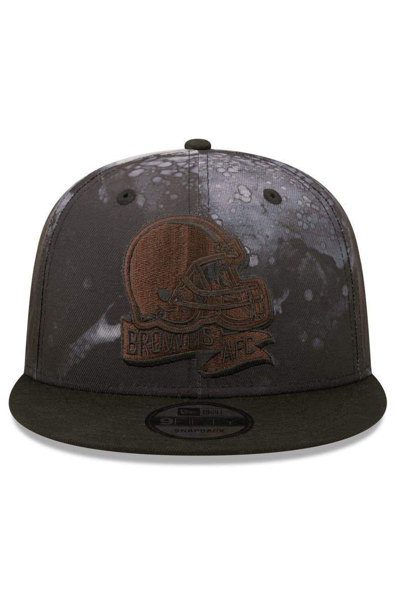 New Era Men's New Era Black Cleveland Browns Ink Dye 2022 Sideline 9FIFTY Snapback Hat, Alternate, color, 