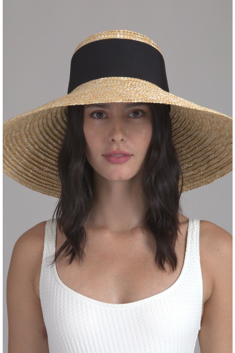 Mirabel UPF Straw Hat, Alternate, color, NATURAL/ BLACK