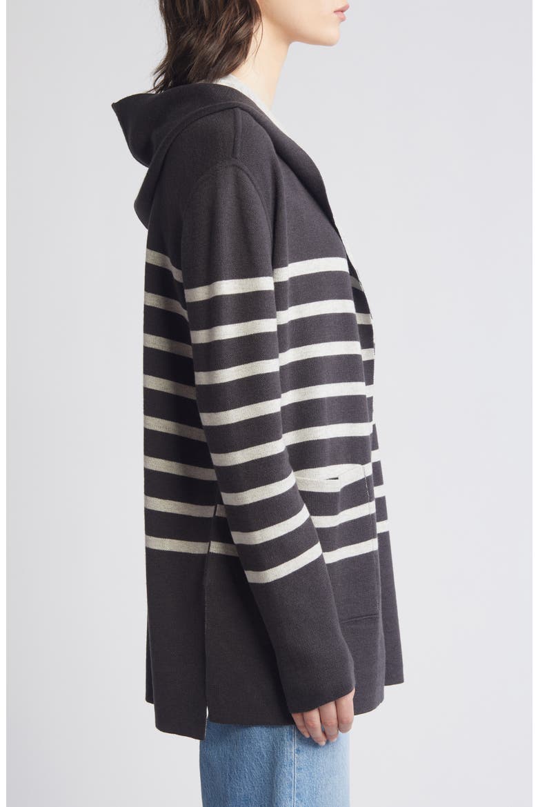 Syd Stripe Open Front Cardigan, Alternate, color, LEAD/OAT
