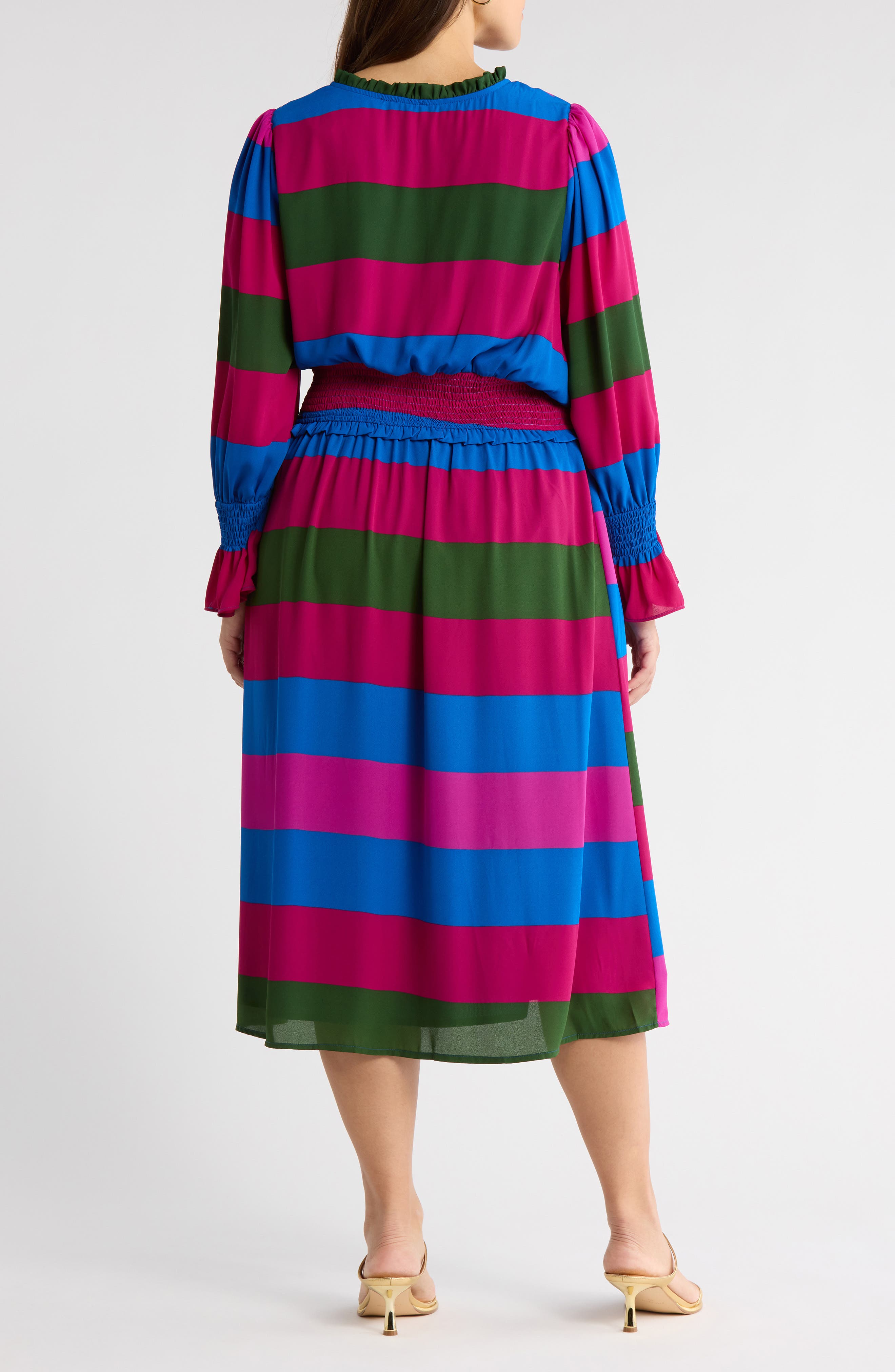 Saige Stripe Long Sleeve Midi Dress - image 2