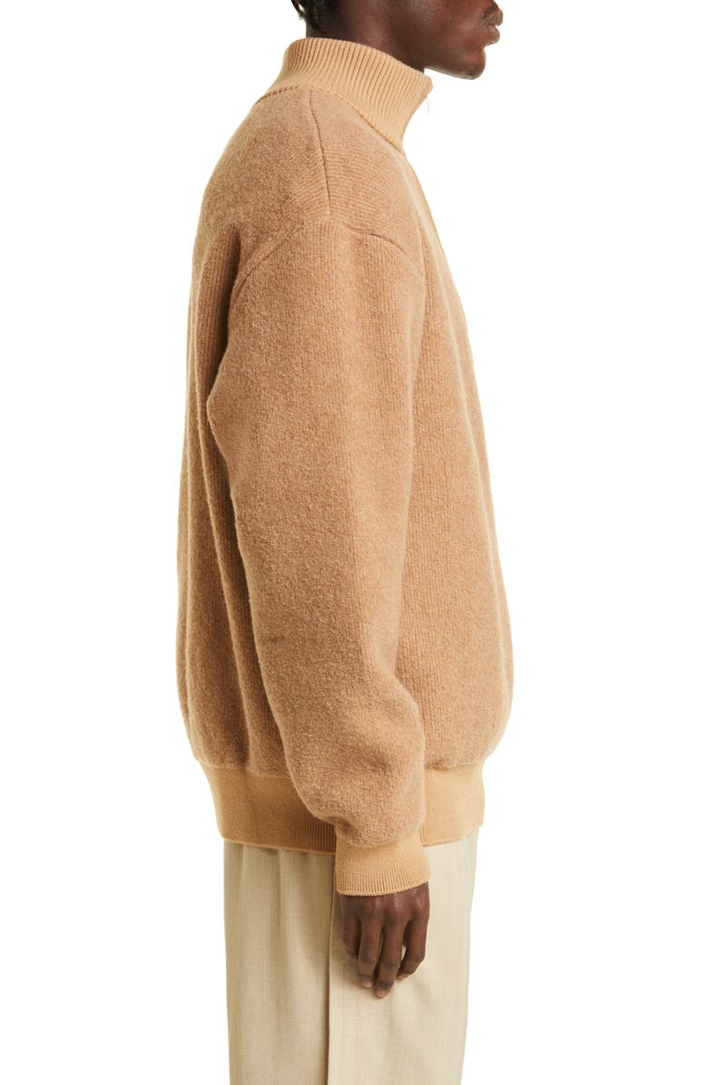 Jacquemus La Maille Berger Embroidered Logo Half Zip Merino Wool Blend Sweater, Alternate, color, 