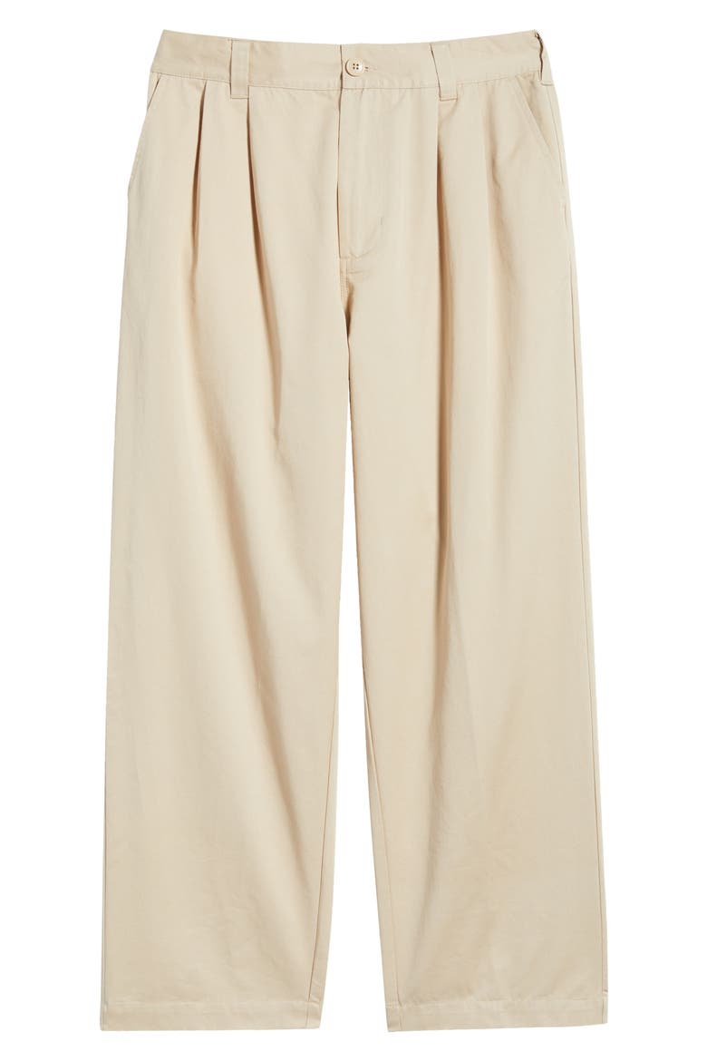 Foster Pleated Twill Pants, Alternate, color, CEMENT