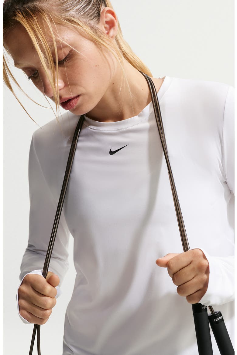 One Classic Dri-FIT Long Sleeve Training Top, Alternate, color, 102 WHITE/BLACK