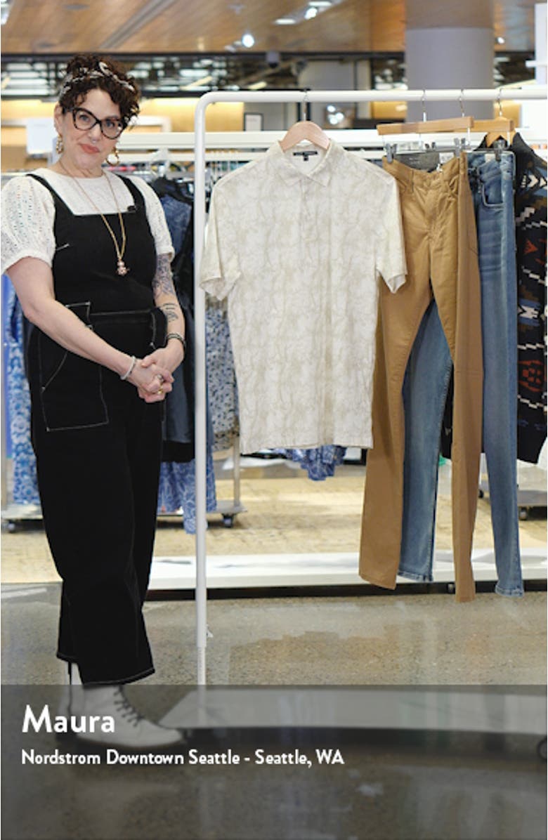 Marzipan Leaf Print Cotton Polo, sales video thumbnail