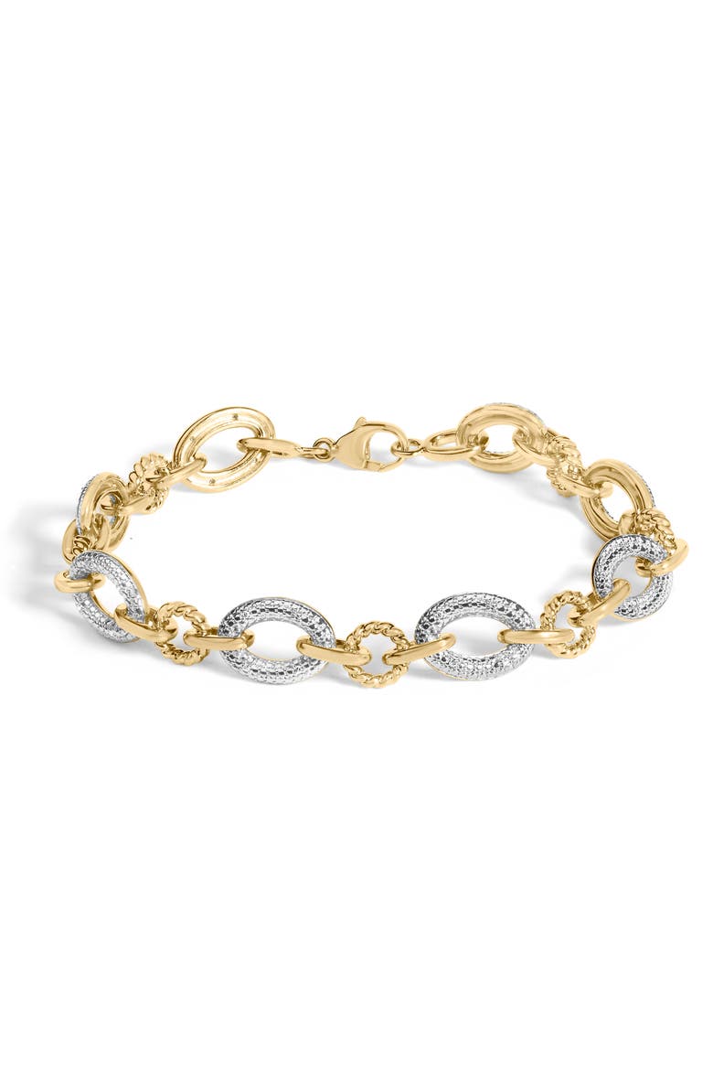 Gold Vermeil 1/10 Cttw Diamond Oval Link Bracelet, Main, color, Silver