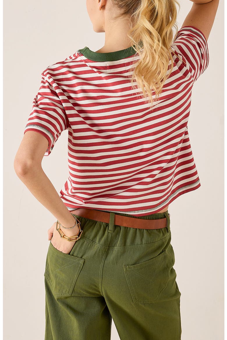 Deauville Ringer Tee, Alternate, color, Currant/Jade