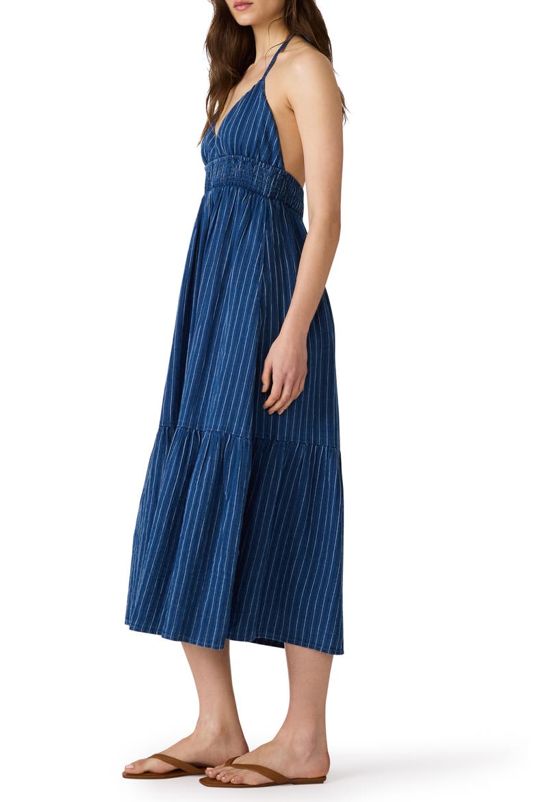 Lucky Stripe Halter Maxi Dress, Alternate, color, MIXED INDIGO