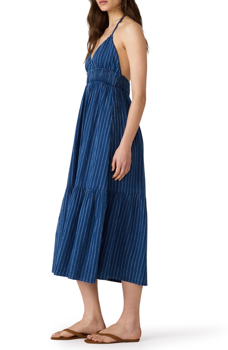 Steve Madden Lucky Stripe Halter Maxi Dress, Alternate, color, Mixed Indigo