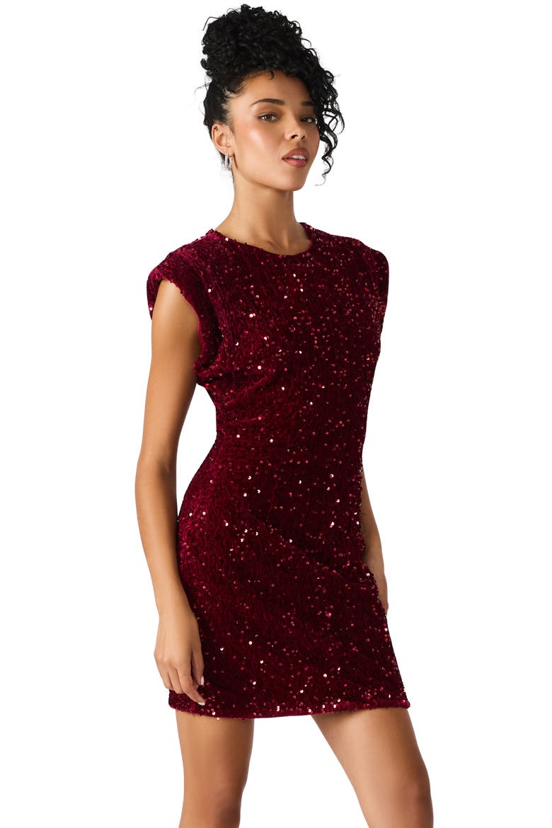 Astoria Sequin Minidress, Alternate, color, RED BROCADE