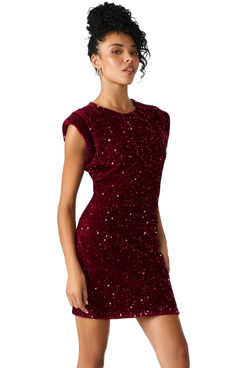 Steve Madden Astoria Sequin Minidress, Alternate, color, Red Brocade